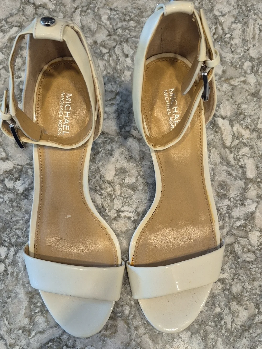 Michael Kors Cream Ankle-Strap Patent Sandals